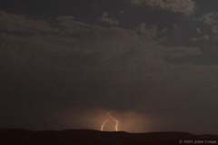 Lightning from storm near Poway, CA