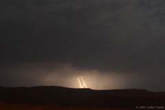 Lightning from storm near Poway, CA