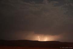 Lightning from storm near Poway, CA